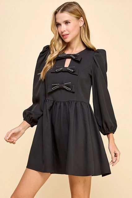 Black Rhinestone Bow Dress – Sweet Chic Boutique