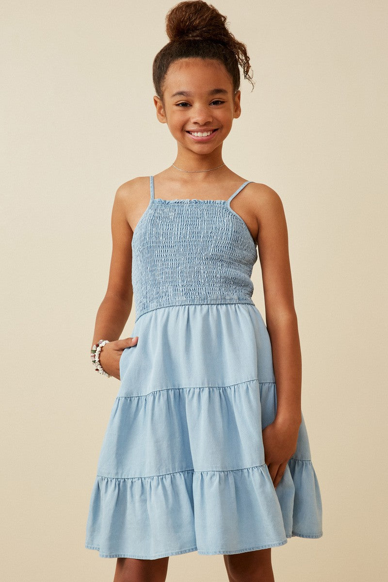 Girl's Tencel Halter Smocked Dress