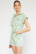 Ivory Green Floral Romper