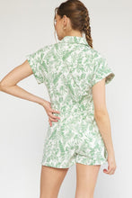 Ivory Green Floral Romper