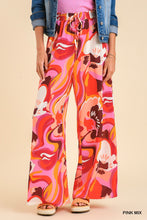 Pink Abstract Print Wide Leg Pants