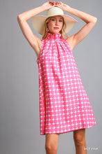 Hot Pink Geometric Halter Dress