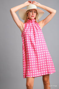 Hot Pink Geometric Halter Dress