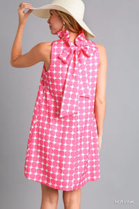 Hot Pink Geometric Halter Dress