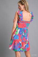Pink Tropical Print Dress