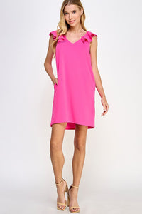 Hot Pink Ruffle Strap Dress