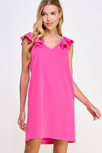 Hot Pink Ruffle Strap Dress