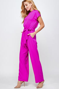 Magenta Short Sleeve Jumpsuit