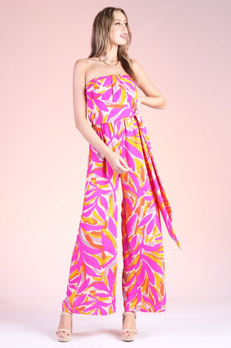 Fuschia Leaf Jumpsuit