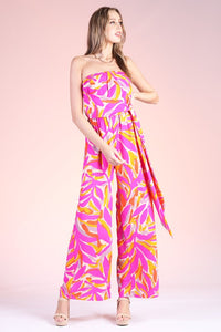 Fuschia Leaf Jumpsuit