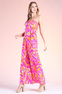 Fuschia Leaf Jumpsuit
