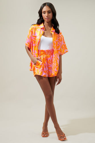 Tropicana Satin Paper Bag Shorts
