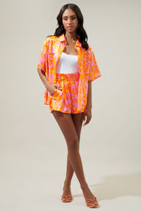 Tropicana Satin Paper Bag Shorts