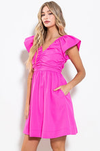 Hot Pink Shirred Dress