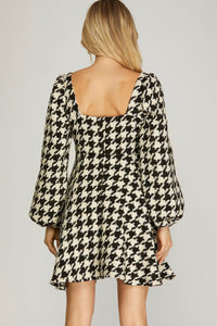 Black Houndstooth Tweed Dress