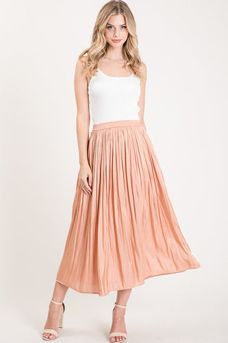 Rose Satin Midi Skirt