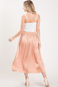 Rose Satin Midi Skirt