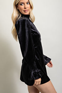 Black Velvet Smocked Dress