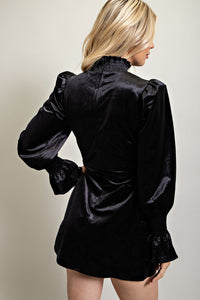 Black Velvet Smocked Dress
