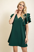 Hunter Green Ruffle Sleeve Dress