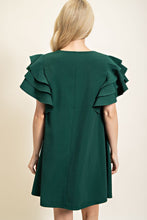 Hunter Green Ruffle Sleeve Dress