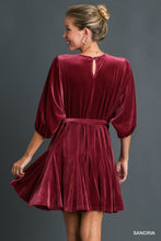 Sangria Velvet Round Neck Mini Dress