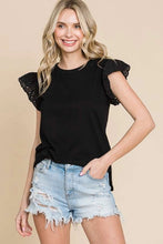 Black Eyelet Cap Sleeve Top