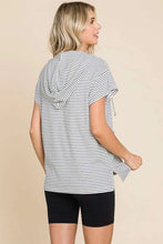 Black Stripe Short Sleeve Hoodie