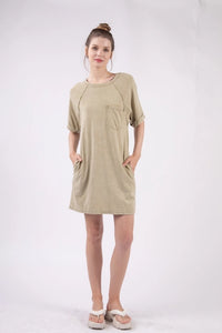 Sage Washed Shirt Dress