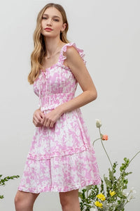 Pink Floral Ruffle Dress