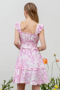 Pink Floral Ruffle Dress