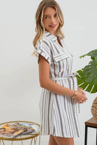 Light Olive Striped Dress