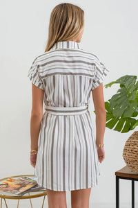 Light Olive Striped Dress