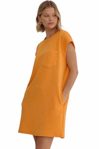 Orange Textured Shirt Dress