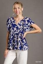 Navy Floral Babydoll Top