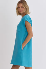 Aqua Textured Shirt Dress