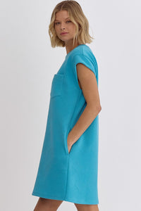 Aqua Textured Shirt Dress