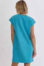 Aqua Textured Shirt Dress
