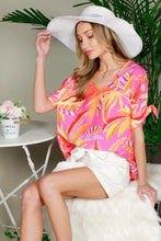 Pink Tropical Print Dolman Top