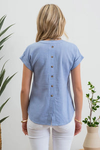 Blue V-Neck Top