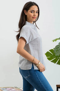 Black Striped Button Up Shirt