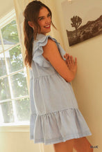 Blue Stripe Ruffle Dress
