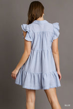 Blue Stripe Ruffle Dress