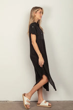 Black Linen Midi Dress