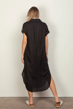 Black Linen Midi Dress