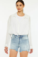 Kancan Light Wash Frayed Denim Shorts