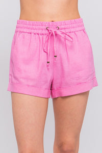 Pink Linen Shorts