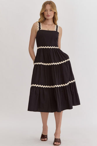 Black Ric Rac Maxi Dress
