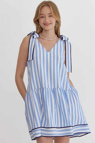 Blue Stripe Tie Dress