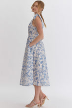 Blue Eyelet Floral Midi Dress